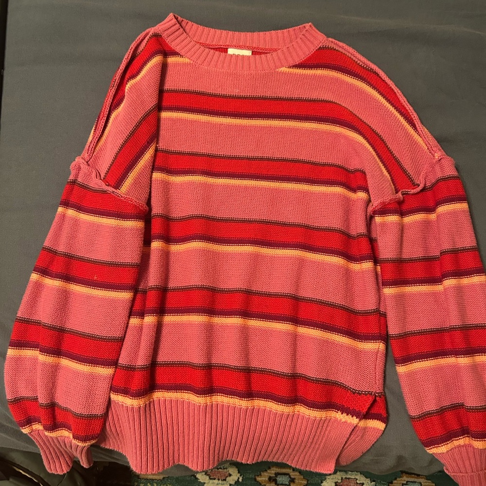 COPY - Pink and red striped sweater